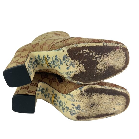 GUCCI Brown Canvas Logo Marmont Monogram Ankle Boots 37.5 - 7.5US - Picture 10 of 11